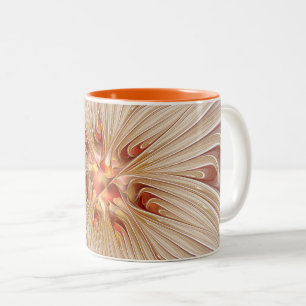 Abstrakt Modernes Peach Pasta Blume Fraktal Zweifarbige Tasse
