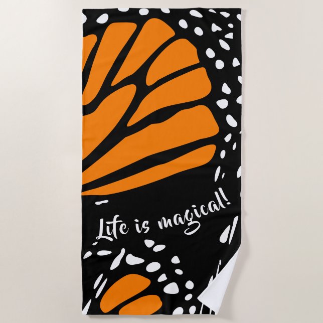 Abstrakt Monarch Butterfly Flügel - Das Leben ist  Strandtuch (Vorderseite)