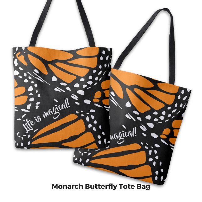Abstrakt Monarch Butterfly Flügel - Das Leben ist  Tasche (Abstract Monarch Butterfly Wing - Life is magical! Tote Bag)
