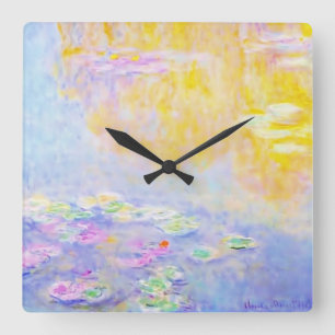 abstrakt, Monet Seerosen 7 Quadratische Wanduhr