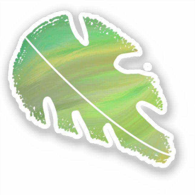 Abstrakt Monstera Leaf Liquid Green Aufkleber (Vorderseite)