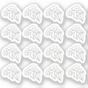 Abstrakt Monstera Leaf Schwarz-weiß Aufkleber