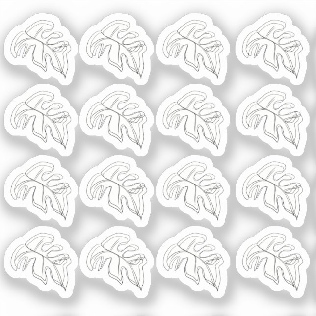 Abstrakt Monstera Leaf Schwarz-weiß Aufkleber (Vorderseite)