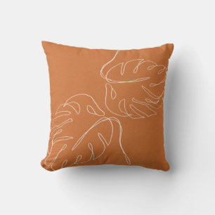 Abstrakt Monstera Palm Terra Cotta Brown Kissen