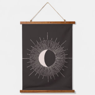 Abstrakt Moon Burst Eclipse Wandteppich Mit Holzrahmen