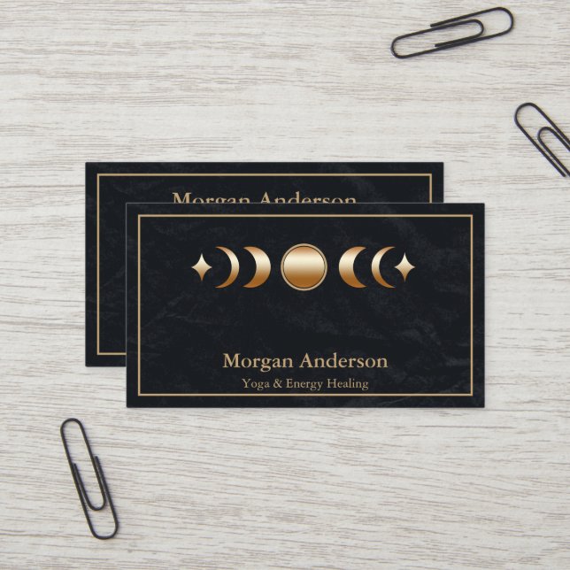 Abstrakt Moon Phase Gold Spirituelle Energie Heile Visitenkarte (Vorderseite/Rückseite Beispiel)