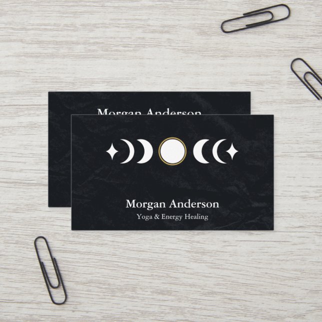Abstrakt Moon Phase Gold Spirituelle Energie Heile Visitenkarte (Vorderseite/Rückseite Beispiel)