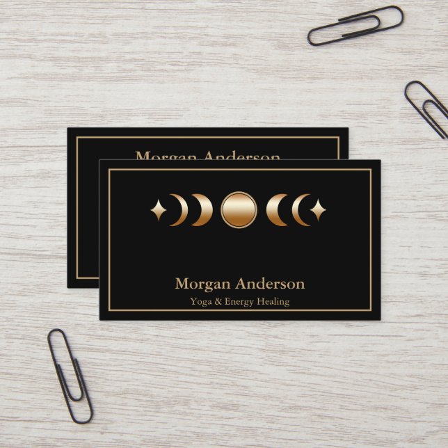 Abstrakt Moon Phase Gold Spirituelle Energie Heile Visitenkarte (Vorderseite/Rückseite Beispiel)