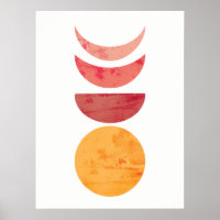 Abstrakt Moon Phones Warmfarben Plakatdruck