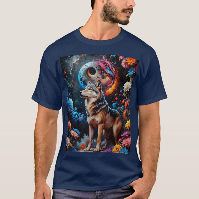 Abstrakt Moon Wolf T-Shirt (Vorderseite)