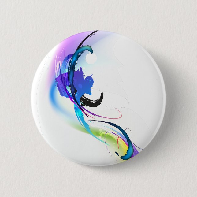 Abstrakt Morning Glory Paint Spritzers Button (Vorderseite)