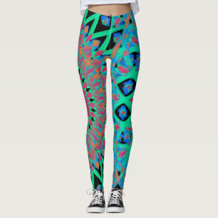 Abstrakt Multicolor Painted Mandala Leggings