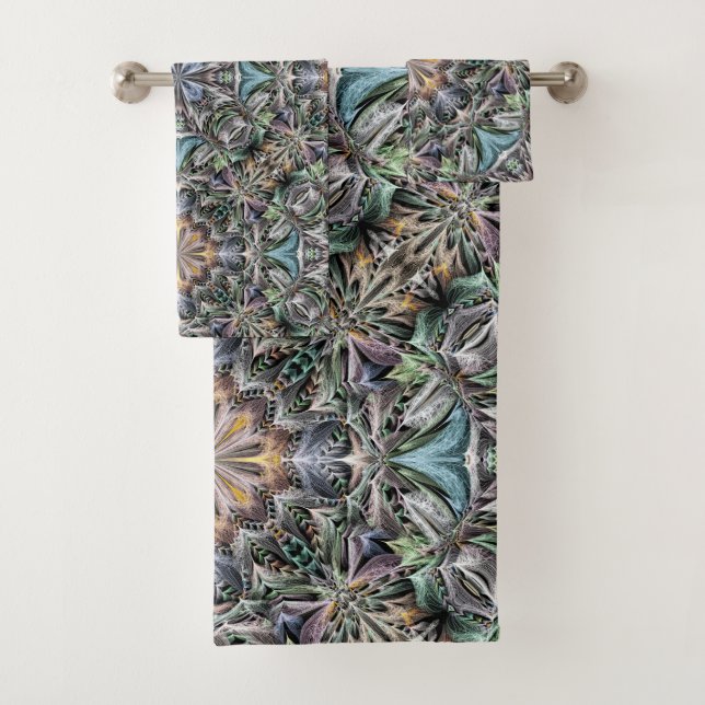 Abstrakt Multicolor Sukkulentgarten Rosette Badhandtuch Set (Insitu)