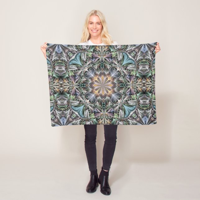 Abstrakt Multicolor Sukkulentgarten Rosette Fleecedecke (Beispiel)