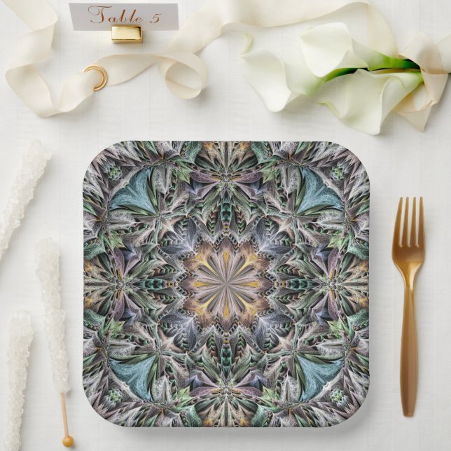 Abstrakt Multicolor Sukkulentgarten Rosette Pappteller (Hochzeit)