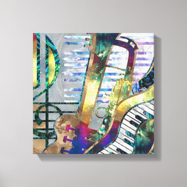Abstrakt Music Art Collage - Mixed Media #1 Leinwanddruck (Vorderseite)