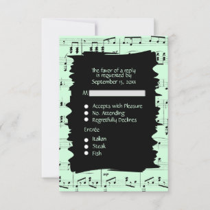 Abstrakt Music Black and Mint UAWG w Menü Auswahl RSVP Karte