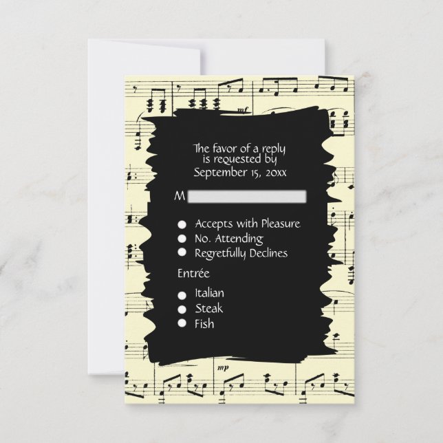Abstrakt Music Black and Yellow UAWG w - Auswahl RSVP Karte (Vorderseite)