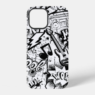Abstrakt nahtlos schwarz-weiße Comics Graffiti iPhone 12 Hülle