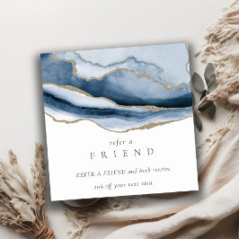 Abstrakt Navy Blue Agate Gold Ein Freund Quadratische Visitenkarte