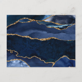 Abstrakt Navy Blue Agate Postkarte