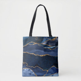 Abstrakt Navy Blue Agate Watercolor Tasche