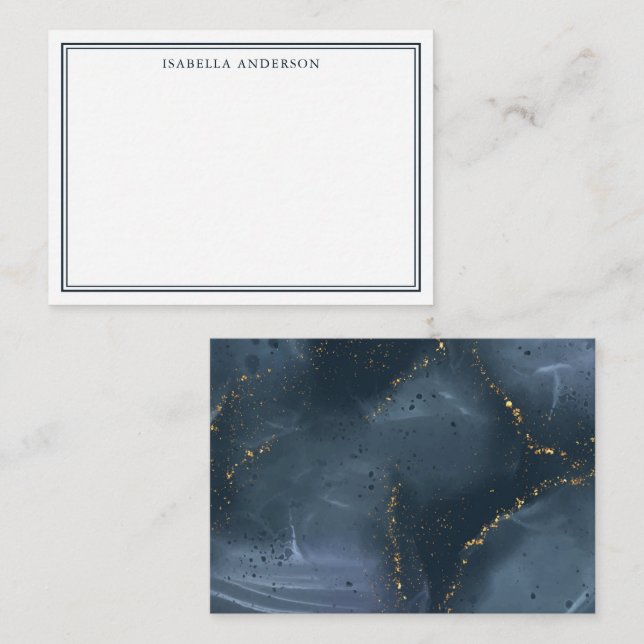 Abstrakt Navy Blue Gold Glitzer Personalisiert Mitteilungskarte (Vorne/Hinten)