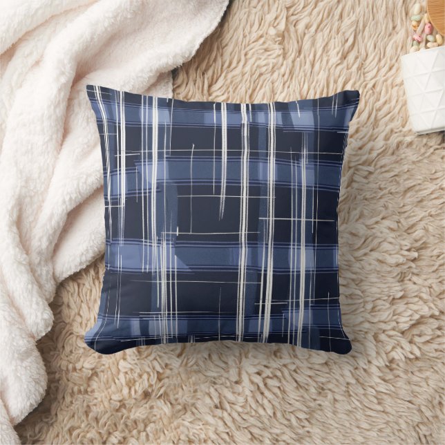 Abstrakt Navy Blue Kariert Schachbrett Muster Hori Kissen (Decke)