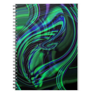 Abstrakt Neon Aqua N Blue Waves Notizblock
