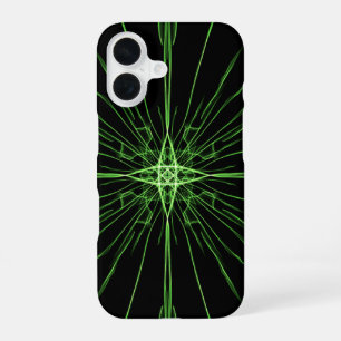 Abstrakt Neon Green Black Symmetrie iPhone 16 Hülle