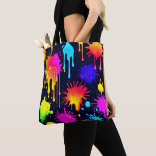 Abstrakt Neon Paint Tropfen Artwork Tasche