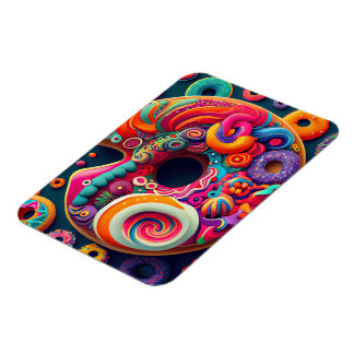 Abstrakt Neon Rainbow Donut Art Magnet