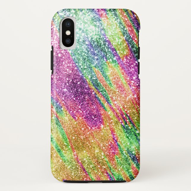 Abstrakt Neon Rainbow Funkelnd Glitzer Case-Mate iPhone Hülle (Rückseite)