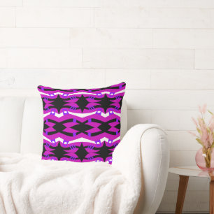 Abstrakt Noahs Ark Black Fuchsia Lila White Kissen
