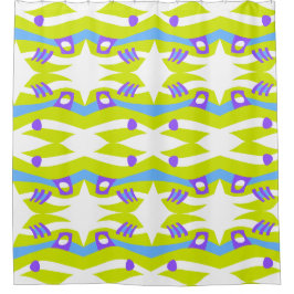 Abstrakt Noahs Ark Green Lila Blue Duschvorhang