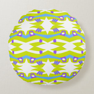 Abstrakt Noahs Ark Green Lila Blue Rundes Kissen