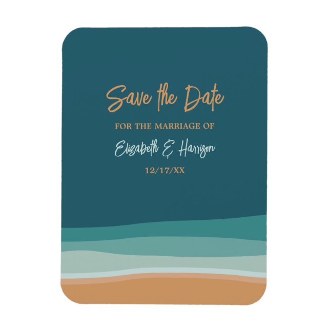 Abstrakt Ocean Beach Hochzeit Save the Date Magnet (Vertikal)