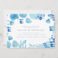 Abstrakt Ocean Blue Seashell Paare Brautparty