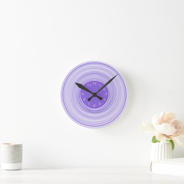 Abstrakt Ombre Moderne Lila Spiralen Runde Wanduhr (Zuhause)