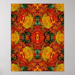 Abstrakt Orange Gelb Grün      Poster