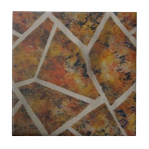 Abstrakt orange-gelbe Tanklatsche, schwarze Tile,  Fliese