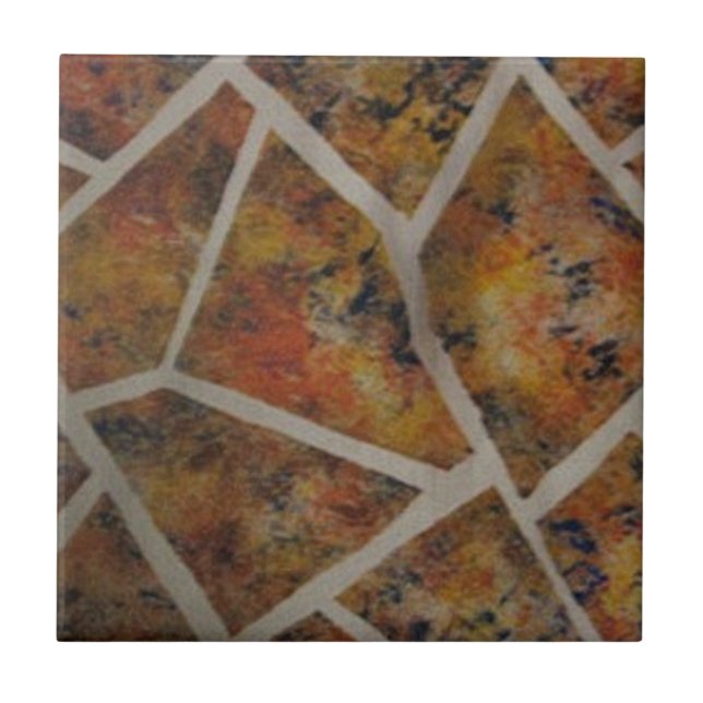 Abstrakt orange-gelbe Tanklatsche, schwarze Tile,  Fliese (Vorderseite)