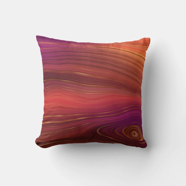 Abstrakt Orange Lila Red Gold Muster Kissen (Vorderseite)