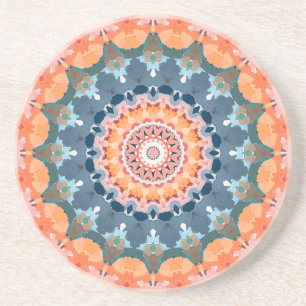 Abstrakt Orange Mandala Sandstein Untersetzer