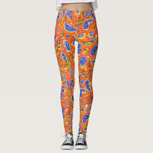 Abstrakt Orange Paisley Pattern Leggings