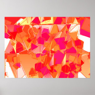 Abstrakt orange und scharf rosa poster