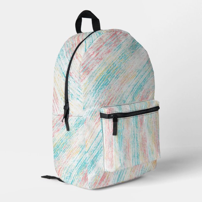 Abstrakt Paint Brush Strokes Multicolor Bedruckter Rucksack (Rückseitige Ecke links)