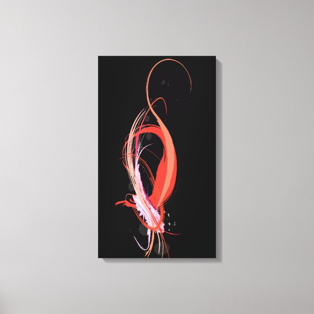 Abstrakt Paint Spritzer Pink Flamingo auf bBlack Leinwanddruck (Vorderseite)