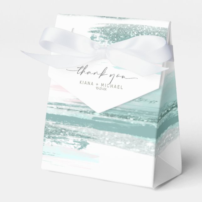 Abstrakt Paint Stroke Wedding Danke Aquamarin ID88 Geschenkschachtel (Vorderseite)