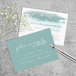 Abstrakt Paint Strokes Wedding RSVP Aquamarin Karte